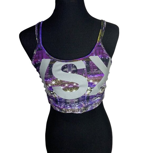 Victoria's Secret Sport VSX Bra With Crisscross Back & Reflective City Print Siz - Picture 1 of 8